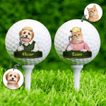 Personalized Cute Cartoon Pet Character Photo Golf Ball with Name Birthday Anniversary Game Day Gift for Golf Lovers