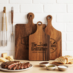Personalized Kitchen Theme Wooden Reversible Charcuterie Cutting Board with Engraved Name and Grip Housewarming Birthday Gift for Family