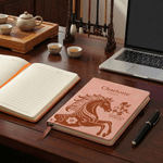 Personalised Auspicious Word Horse Chinese-Style A5 PU Leather Travel Journal Notebook with Name Daily Use Business Gift for Colleague Student Friend