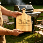 Personalized Kitchen Theme Wooden Reversible Charcuterie Cutting Board with Engraved Name and Grip Housewarming Birthday Gift for Family