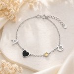 Personalized Constellation Birthstone Initial Heart Pendants Bracelet Daily Use Anniversary Birthday Gift for Woman Friend Girlfriend