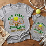 Personalized Our First Father's Day 100% Cotton Baby Bodysuit T-shirt Matching Outfit with Name and Year First Father's Day Gift for Dad Baby