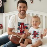 Personalized Our First Father's Day 100% Cotton Baby Bodysuit T-shirt Matching Outfit with Name and Year First Father's Day Gift for Dad Baby