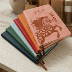 Personalised Auspicious Word Horse Chinese-Style A5 PU Leather Travel Journal Notebook with Name Daily Use Business Gift for Colleague Student Friend
