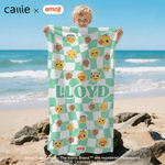 Personlig lekfull emoji scen foto snabbtorkande mjuk överdimensionerad strandhandduk med namn sommar födelsedagspresent för vänner barn | Callie × emoji ™