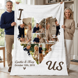 Coperta personalizzata 6 foto cuore morbido con nomi e data Divano Camera Decor Festa del Papà Anniversario Regalo per papà mamma coppia