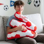 Oreiller doux personnalisé avec nom Décoration de salon Journée de jeu Anniversaire Coupe du monde Cadeau pour l'amateur de football