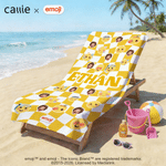 Personlig lekfull emoji scen foto snabbtorkande mjuk överdimensionerad strandhandduk med namn sommar födelsedagspresent för vänner barn | Callie × emoji ™