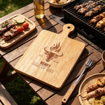 Personalized Kitchen Theme Wooden Reversible Charcuterie Cutting Board with Engraved Name and Grip Housewarming Birthday Gift for Family