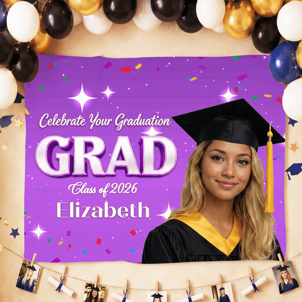 Personalized Class of 2026 Photo Banner with Name and Year Graduation Ceremony Party Gift for Graduates
