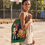 Personalised Cartoon Character Drawstring Storage Bag with Name and Number Beach Party Birthday Gift for Basketball Lover Friends