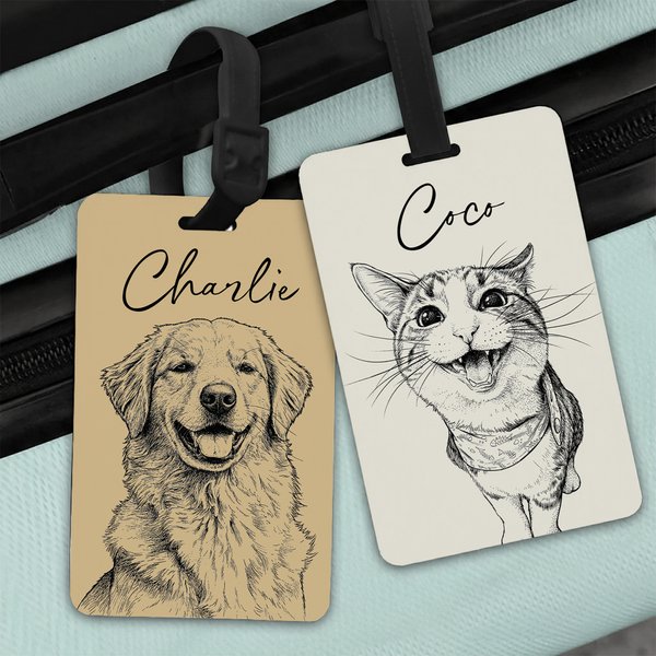 Etiqueta de equipaje personalizada con foto de mascota y nombre Accesorios de viaje Regalo de cumpleaños para dueños de mascotas amantes de los viajes