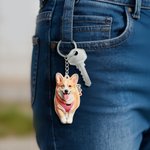 Porte-clés acrylique personnalisé en 2D avec photo d'animal de compagnie et étiquette de sac Cadeau d'anniversaire pour les propriétaires amoureux de leur animal de compagnie
