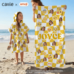 Personlig lekfull emoji scen foto snabbtorkande mjuk överdimensionerad strandhandduk med namn sommar födelsedagspresent för vänner barn | Callie × emoji ™