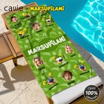 Personalizowany ręcznik plażowy Marsupilami z imieniem i nazwiskiem 1-6 zdjęć twarzy Uroczy wyraz twarzy Marsupilami Szybkoschnący ręcznik plażowy z imieniem i nazwiskiem Prezent urodzinowy dla dzieck