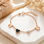 Personalized Constellation Birthstone Initial Heart Pendants Bracelet Daily Use Anniversary Birthday Gift for Woman Friend Girlfriend