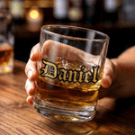 Personalized Gold Silver Name 10 oz Rock Whiskey Glass Birthday Father's Day Gift for Man Whiskey Enthusiast