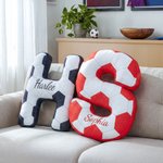 Oreiller doux personnalisé avec nom Décoration de salon Journée de jeu Anniversaire Coupe du monde Cadeau pour l'amateur de football
