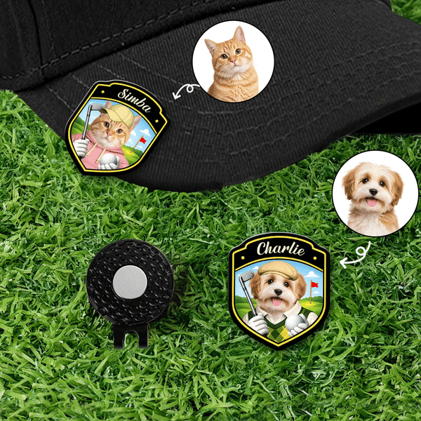 Personalized Pet Photo Magnetic Hat Clip Golf Ball Marker with Name Birthday Game Day Anniversary Gift for Golf Lovers Pet Lovers