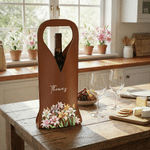 Personalized Watercolor Birth Flower PU Leather Wine Bag with Name and Handle Protective Wine Accessories Dinner Party Gift for Wine Lover Woman