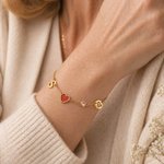 Personalized Constellation Birthstone Initial Heart Pendants Bracelet Daily Use Anniversary Birthday Gift for Woman Friend Girlfriend