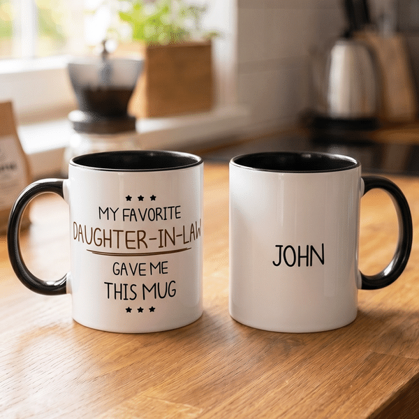 Gepersonaliseerde Minimalistische stijl keramische koffiemok met naam en titel Dagelijks gebruik Verjaardag Vaderdag geschenk voor schoonvader Familie