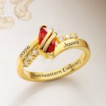 Personlig Graduation Birthstone Ring med graverad text och zirkoner Graduation Gift for College High School Graduates