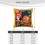 Personalized Cartoon Basketball Character Graffiti Design Soft Throw Pillow Cover with Name Home Decor Game Day Team Gift for Basketball Player Lover