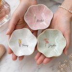 Personalisierte Aquarell Geburt Blume Blütenblatt-förmigen Keramik-Schmuck-Schale mit Namen täglichen Gebrauch Geburtstag Muttertag Geschenk für ihre beste Freundin