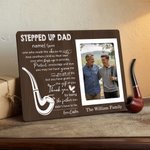 Spersonalizowana ramka na zdjęcia Stepped Up Dad z imieniem i tekstem Dekoracja domu Prezent urodzinowy na Dzień Ojca dla rodziny ojczyma