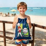 Personalisierte Multicolor Ball Sport Cartoon Charakter Drawstring Strand Rucksack mit Namen Strand Party Geburtstagsgeschenk für Ballsportliebhaber