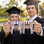 Personalized Striped Graduation Photo 11 oz / 15 oz Ceramic Mug with Name and Handle Graduation Party Anniversary Gift for Graduates