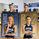Personalised Cheer Glitter Star Photo Soft Blanket with Year and Name Daily Use Birthday Anniversary Team Gift for Cheerleader Friend