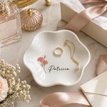 Personalisierte Aquarell Geburt Blume Blütenblatt-förmigen Keramik-Schmuck-Schale mit Namen täglichen Gebrauch Geburtstag Muttertag Geschenk für ihre beste Freundin