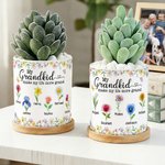 Fioriera in ceramica personalizzata con nome e vassoio in bambù Regalo per la festa della mamma per la nonna