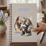 Personalised Dragon Birthstone Spiral A5 Notebook with Name Daily Use Birthday Party Gift for Dragon Lovers Friends