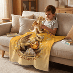 Personalized Dragon Birthstone Soft Throw Blanket with Name Home Decor Birthday Party Gift for Dragon Lovers Friends