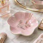 Personalisierte Aquarell Geburt Blume Blütenblatt-förmigen Keramik-Schmuck-Schale mit Namen täglichen Gebrauch Geburtstag Muttertag Geschenk für ihre beste Freundin