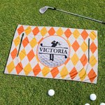 Personalized Multicolor Golf Elements Diamond Argyle Golf Cart Seat Cover with Name Seat Protector Summer Birthday Gift for Golf Lovers Golfers