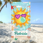 Personalised Raccoon Goose Summer Vibes Quick Dry Beach Towel with Name Outdoor Beach Party Essential Birthday Gift for Best Friend Mom Sister