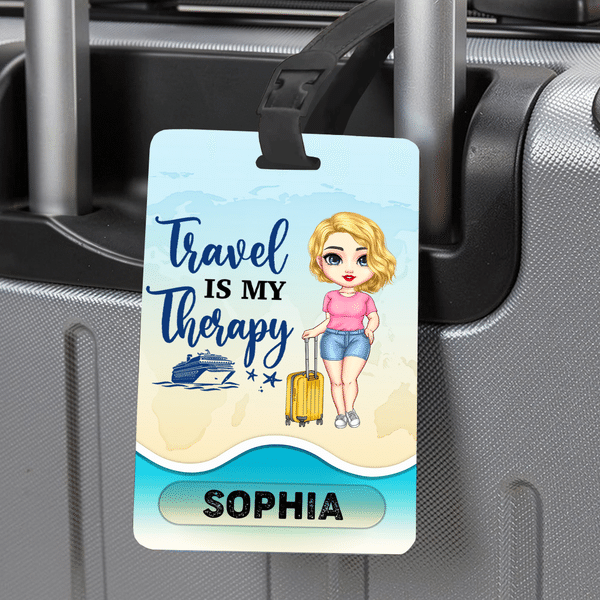 Personalised Cartoon Travel Character Airplane Luggage Tag with Name and Text Travel Accessory Birthday Gift for Family Friends