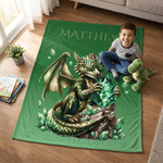 Personalized Dragon Birthstone Soft Throw Blanket with Name Home Decor Birthday Party Gift for Dragon Lovers Friends