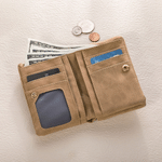 Personalized Highland Cow Family PU Leather Tri-Fold Wallet with Wrist Strap Title and Name Mother's Day Gift for Mom Grandmother