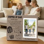 Spersonalizowana ramka na zdjęcia Stepped Up Dad z imieniem i tekstem Dekoracja domu Prezent urodzinowy na Dzień Ojca dla rodziny ojczyma