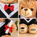 Personlig Graduation Cap Bachelor's Gown Plysj utstoppet bamse med år og navn Graduation Party Seremoni Gave til nyutdannede