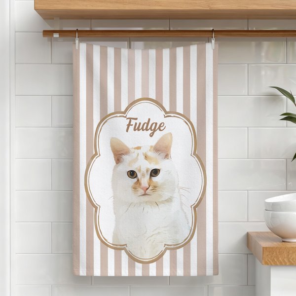 Personalized Watercolour Pet Portrait Tea Towel with Name Travel Outdoor Daily Use Birthday Pet Adoption Day Gift for Pet Lovers