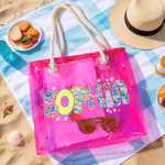 Personalised Holographic Neon Flower Transparent Tote Bag with Name Mother's Day Party Gift for Moms Besties