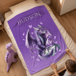 Personalized Dragon Birthstone Soft Throw Blanket with Name Home Decor Birthday Party Gift for Dragon Lovers Friends