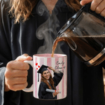Personalized Striped Graduation Photo 11 oz / 15 oz Ceramic Mug with Name and Handle Graduation Party Anniversary Gift for Graduates