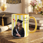 Personalized Striped Graduation Photo 11 oz / 15 oz Ceramic Mug with Name and Handle Graduation Party Anniversary Gift for Graduates